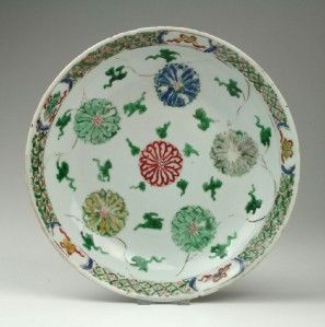 Superb Antique 18thC Chinese Qing Kangxi Famille Verte Shallow Bowl or