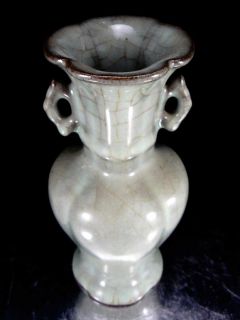 Antique Chinese Estate Guan Type Pale Celadon Vase Qing Dynasty Dish
