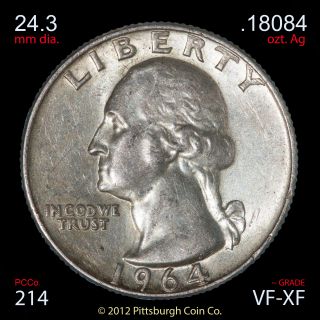 1964 Washington Quarter 90 Silver 214