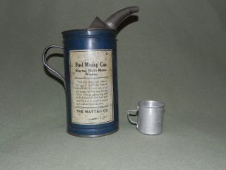 Vtg Antique Maytag Wash Machine Fuel Oil Mixing Can w Measuring Cup
