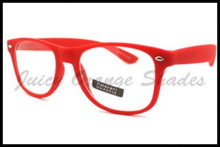 Nerdy Retro 80s Old School Classic Clear Lens Eyeglasses Matte Red