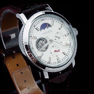 Moonphase Day Night Mens Automatic Mechanical White 5 Hands Light 12