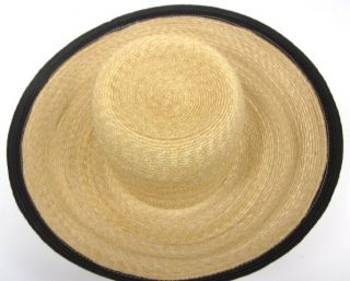 Anne Moore Tan Black Woven Straw Hat
