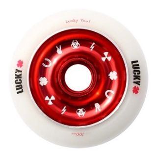 LUCKY CHARMS 100mm KICK SCOOTER WHEEL (1) White/Red Scooters Skateshop