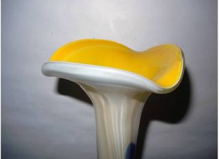 Yellow Blue Murano Cased Art Glass Hand Crafted Vase Home Decoration