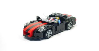Lego Custom Black Sports Car w Red City Town 10211 8402 10182 10197