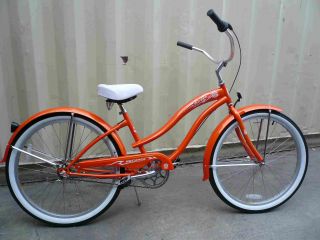 26 3 Speed Beach Cruiser Bicycle Bike Rover Lady Orange