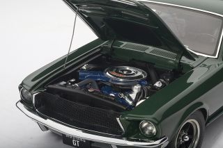 72812 1 18 1968 Ford Mustang GT 390 Green Diecast Model Car