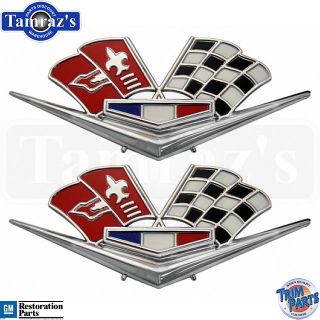 62 63 Chevy Impala Corvette Cross Flag Fender Emblems