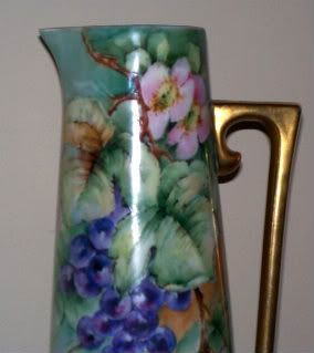 Bavaria Hand Painted Grapes Pitcher Gold Trim