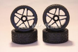 RC 1 8 Car Buggy Truck Tires Wheels Rims Package Black 5 Star Street