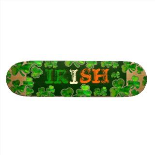 Green Orange White Irish Flag Shamrock Skateboard