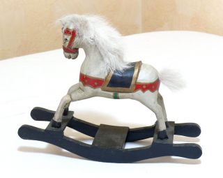 Deko Schaukelpferd Pferd aus Holz Holzpferd Spielzeug Tischdeko
