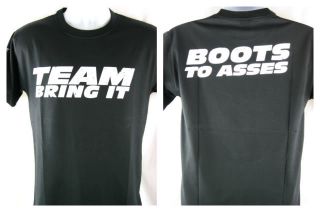 The Rock Team Bring It Boots to Asses T shirt Black New