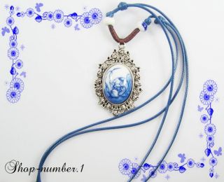 Keramische Halskette mit Anhänger aus Porzellan Tibet silber