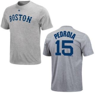 MLB Baseball Name Number T Shirt BOSTON RED SOX Dustin Pedroia 15 grau