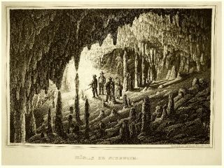 Prinzenhöhle Sundwig Tropfsteinhöhle Hemer Westfalen Stahlstich 1868