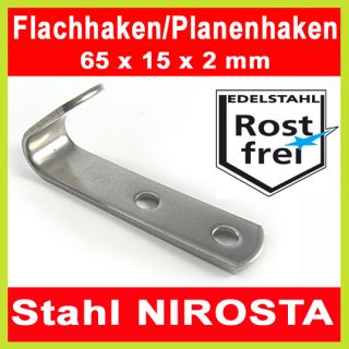 10x Flachhaken 65x15mm NIROSTA Expanderseil Planenhaken