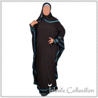 Schwarz Türkis Jilbab Hijab Islamische Kleidung 16 3008