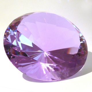 Sensationeller 15 cm großer Deko Glas Diamant lila mit 96 Facetten