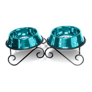 Platinum Pets Double Scroll Diner Stand with Stainless Steel Bowls   Dog   Boutique