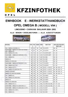 OPEL OMEGA B 2000   2003 REPARATUR  / WERKSTATTHANDBUCH