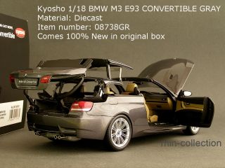 Kyosho 1/18 BMW M3 E93 CONVERTIBLE GRAY n/autoart ut e92 m5 m6 VERY