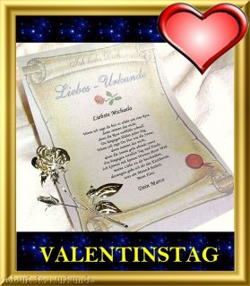 Ich LIEBE Dich Urkunde GESCHENK Valentin VALENTINSTAG