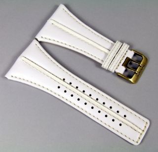 Police Ersatzband Uhrenarmband Leder weiß 45mm P.11397J 22LB, P