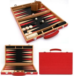 Backgammonkoffer ROT Birnbaum   Ahorn   2. Wahl