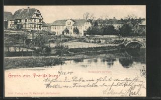 alte AK Trendelburg, Baumann`s Gasthof vom Fluss aus 1900
