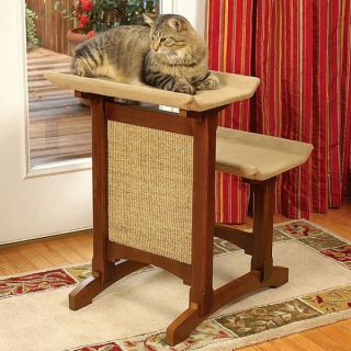 Mr. Herzher's Deluxe Double Seat Wooden Cat Perch with Sisal   Brown