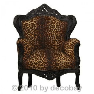 Leopard Stoff Ohrensessel schwarz Wohnzimmer Möbel