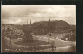schöne AK Bremen, Hauptbahnhof 1928