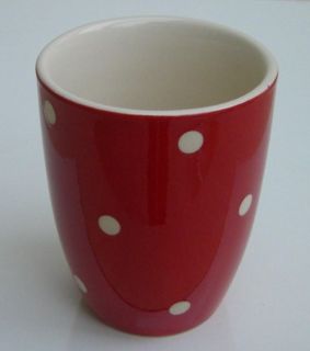 Trinkbecher Keramik rot  weiß/crèmefarbene Punkte