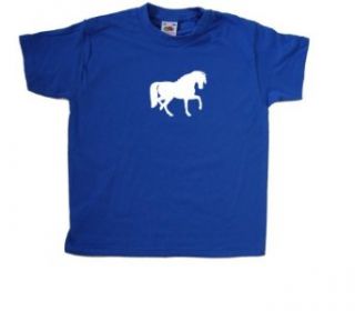 Pferd Kinder T Shirt, Blau Bekleidung