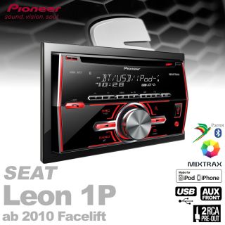 Pioneer 2 DIN USB iPhone  Autoradio+Radioblende für Seat Leon 1P