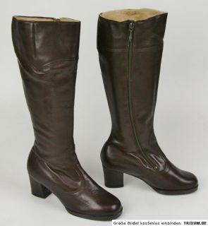 Stiefel Boots Leder braun Vintage 70er Jahre Blockabsatz 37 ungetragen