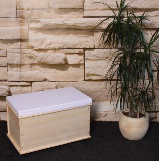 Wäschetruhe Wäschebox aus Holz, Länge65 cm, natur oder weiß