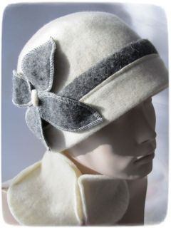 Elegante Damenmütze aus Filzwolle Gr.55 57