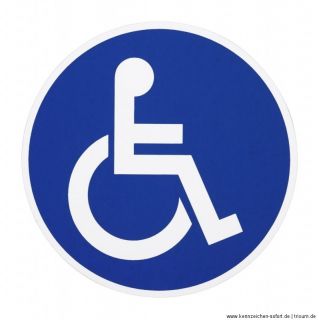 Warn  und Hinweis Schild Aufkleber Rollstuhlfahrer 100mm Behinderte