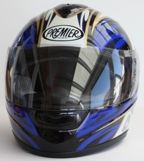 Premier Motorradhelm XXL 62/63 cm schwarz blau gold Motorrad Helm