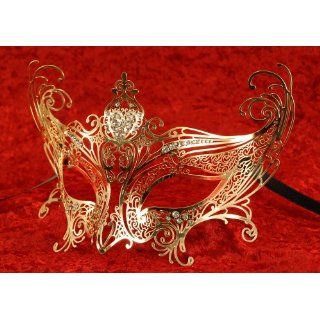 Original Venezianische Maske metall   Catwoman Completa Gold Luxus