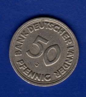 50 Pfennig 1949 J Bank deutscher Laender BDL Deutschland BRD