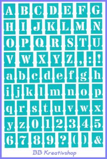 68 Schablone BB Flex Stencils selbstklebend Alphabet ZAHLEN