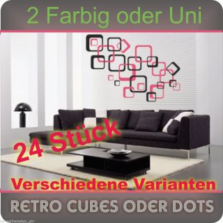 Wandtattoo Retro Cubes Dots 2 Farbig 70er Kreise Rechtecke Aufkleber