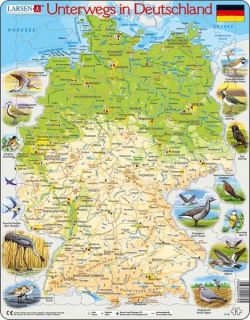 Larsen Puzzle   Unterwegs in Deutschland, Landkarte geogr