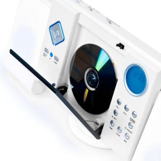 Music Center weiss Minianlage Radio CD  USB SD AUX Timer Alarm LCD