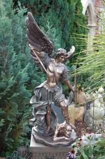 Großer Erzengel Michael bronziert 80 cm Gartenfigur