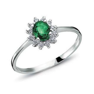 Goldring Smaragd Diamant Brillant Gold Smaragdring 585 Weissgold Ring